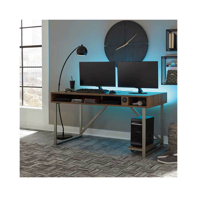 Barolli Gaming Desk - Brushed Nickel