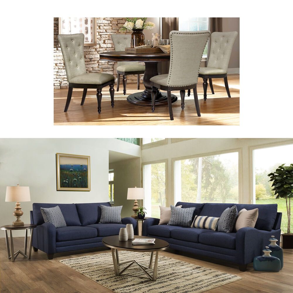 5 Piece Belmont Dining With Franklin 2 Ace Living Room Bundle