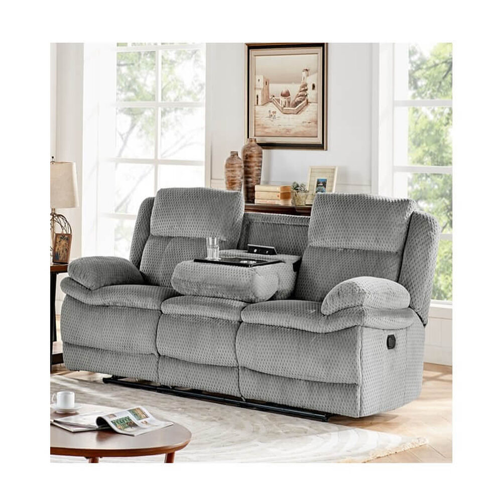 Rent To Own H317 2 Piece Smokey Reclining Sofa Reclining Console