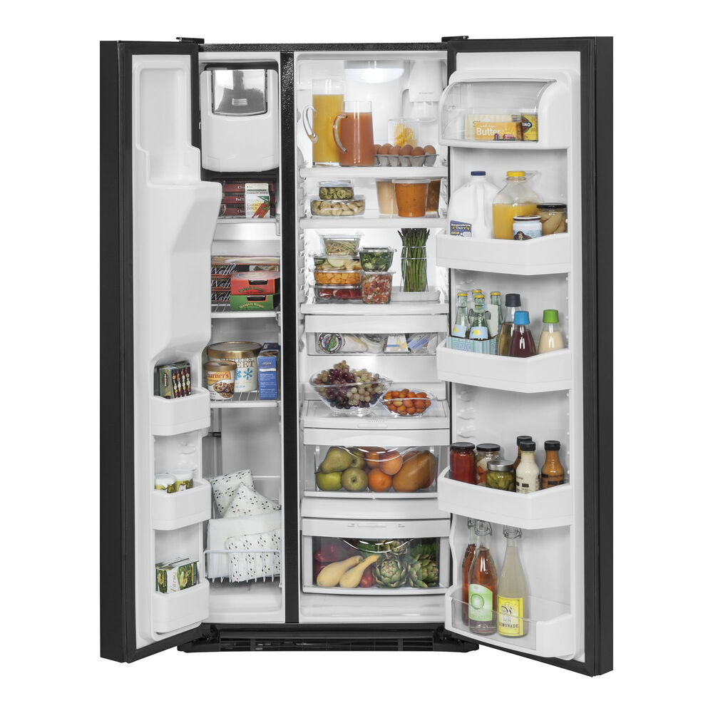 Rent To Own Ge Appliances 23 2 Cu Ft Side By Side Refrigerator With Ice And Water Black At Aaron S Today
