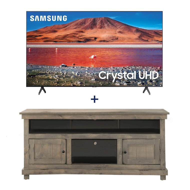65" Class 4K UHD Smart TV & 60" Grey Rustic TV Stand Bundle