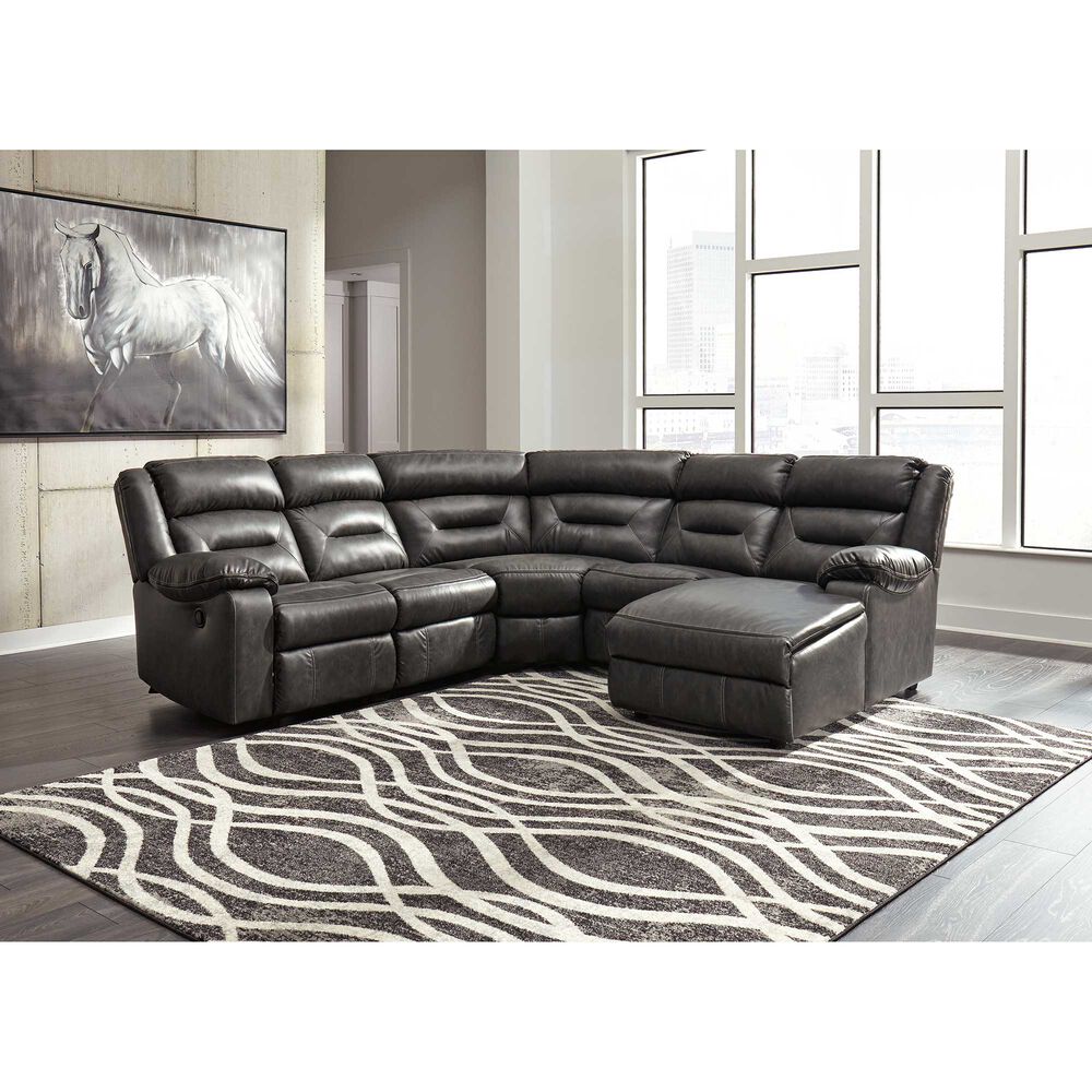 Rent to Own Ashley 5Piece Coahoma Gray Reclining Sectional Living Room