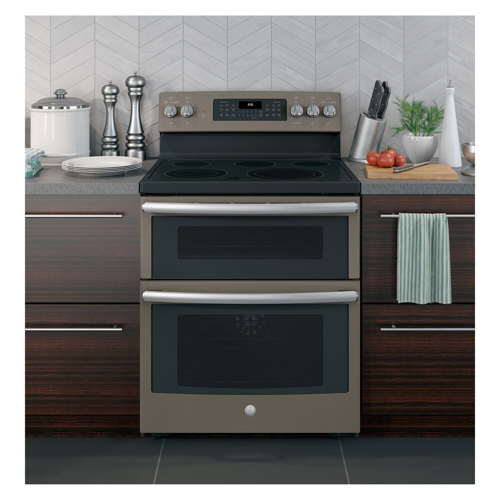 Rent To Own Ge Appliances 30 Electric Double Oven Convection Range With Ceramic Cooktop Slate At Aaron S Today