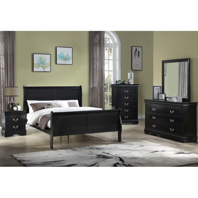 Rent to Own Crown Mark Inc 7-Piece Louis Philip Black King Bedroom at ...