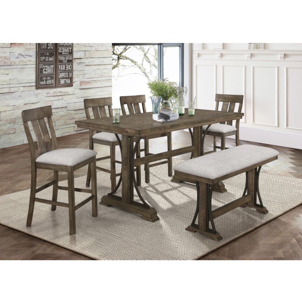 Rent To Own Crown Mark Inc 6 Piece Quincy Counter Height Dining Set With 4 Chairs Bench At Aaron S Today