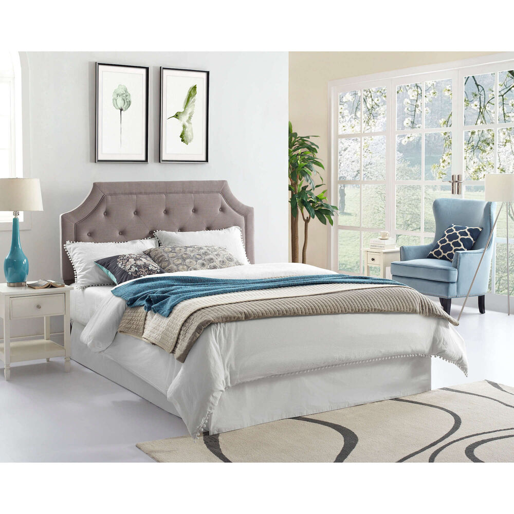 Rent To Own Crown Mark Inc Queen Grey Tufted Headboard With Pillow