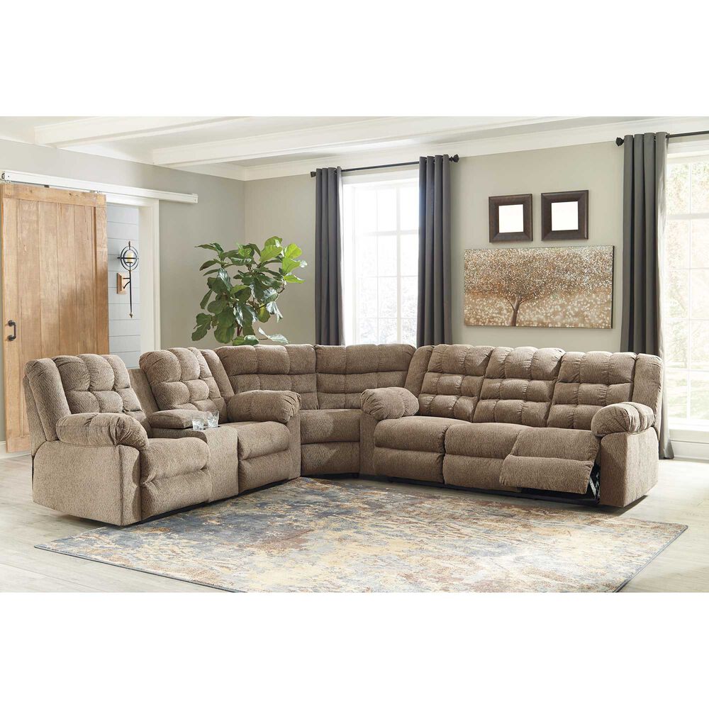 Rent To Own Ashley 3 Piece Workhorse Reclining Sectional Living