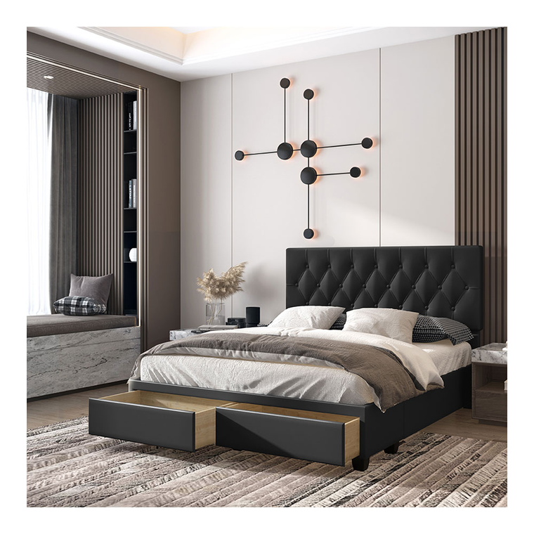 Uptown Queen Platform Storage Bed - Black