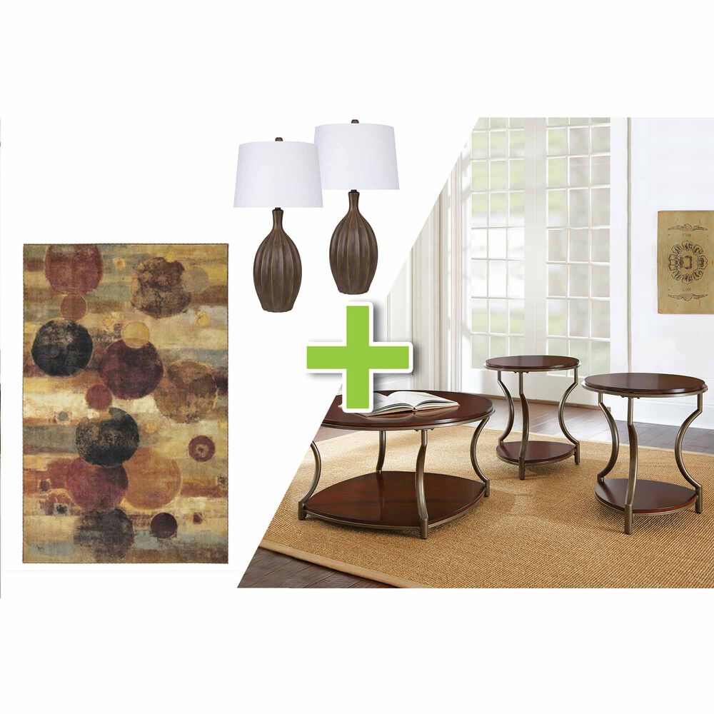 Rent To Own Steve Silver 6 Piece Maryland Tables Antique Carob Lamps And Pendulum Rug Bundle At Aaron S Today