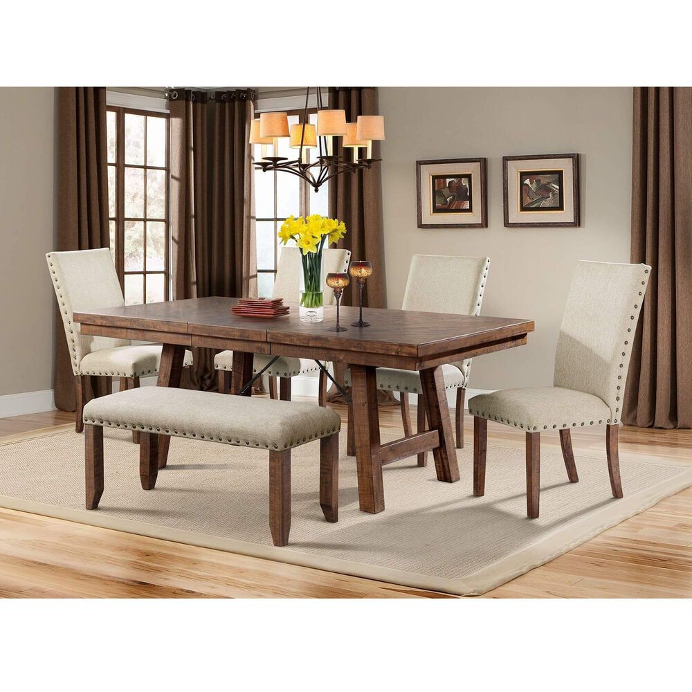 Rent To Own Elements International 6 Piece Jax Dining Room Collection With Upholstered Chairs Bench At Aaron S Today