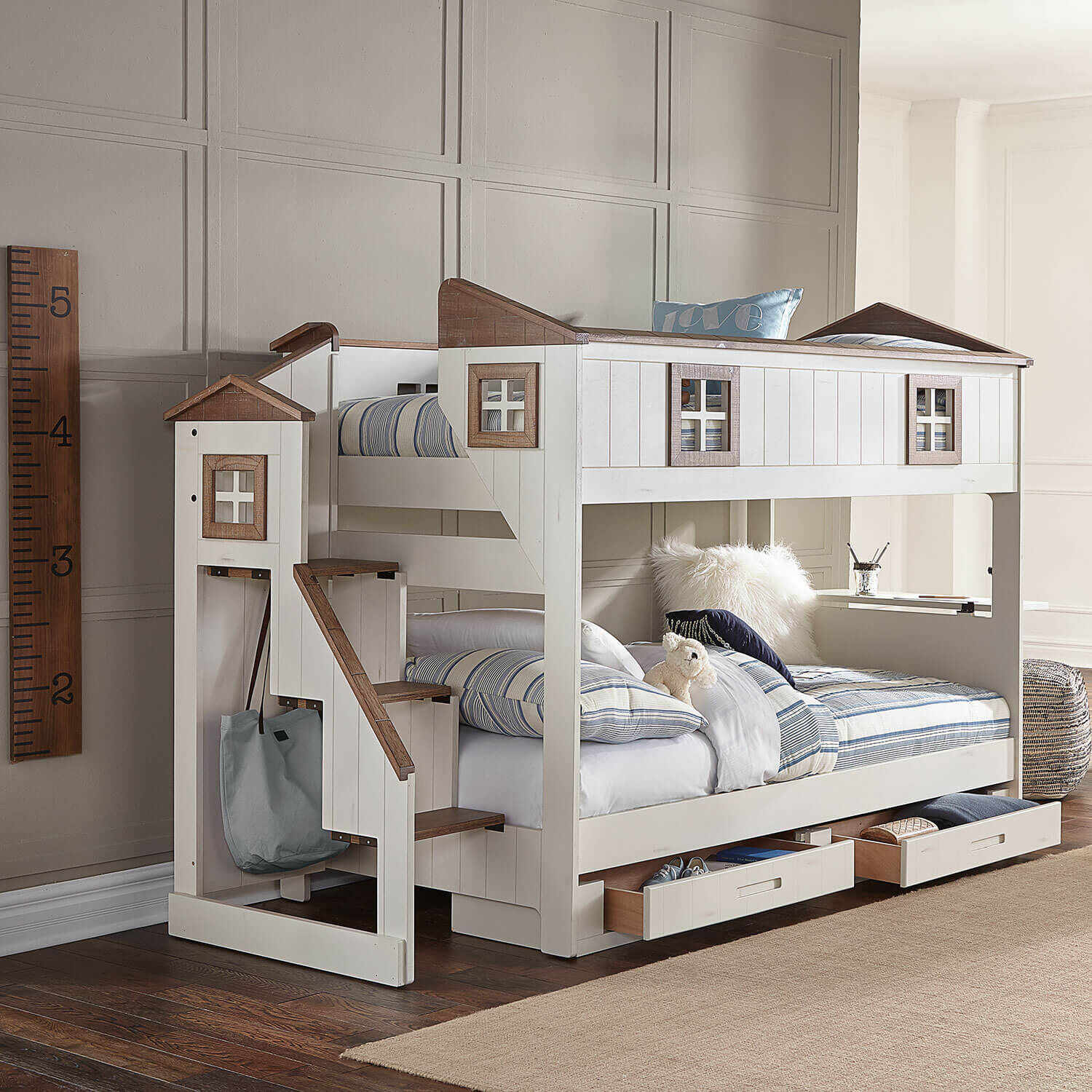 loft bed with bookshelf