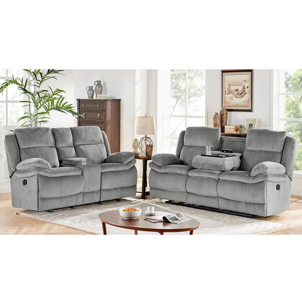 Rent To Own H317 2 Piece Smokey Reclining Sofa Reclining Console Loveseat Set At Aaron S Today