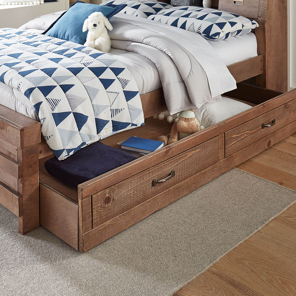 Rent To Own Oak Furniture West 8 Piece Montana Full Captain S Bed With Mattresses And Trundle At Aaron S Today