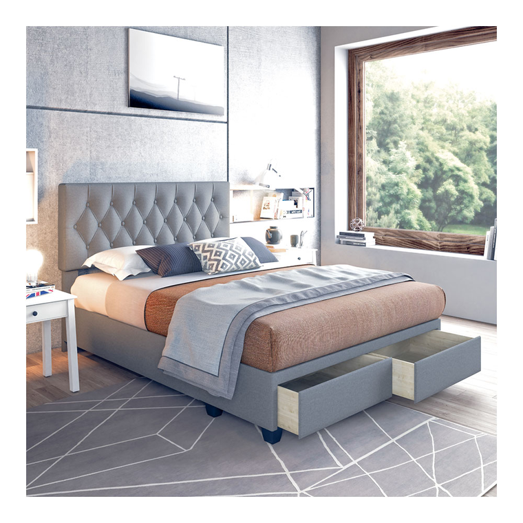 Sensations Queen Platform Storage Bed - Gray