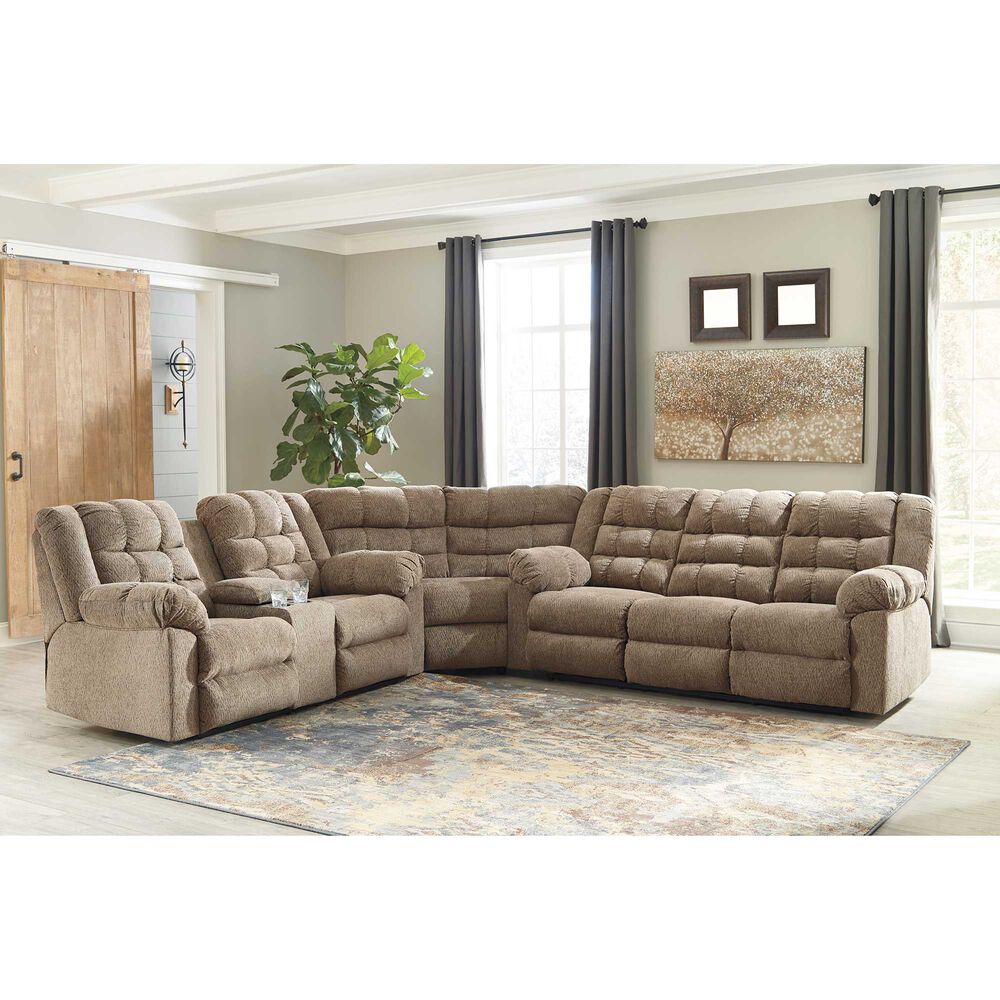 Rent To Own Ashley 3 Piece Workhorse Reclining Sectional Living