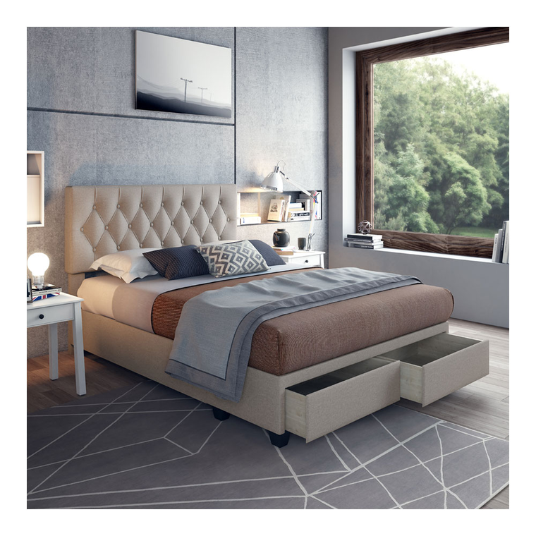 Sensations Queen Platform Storage Bed - White