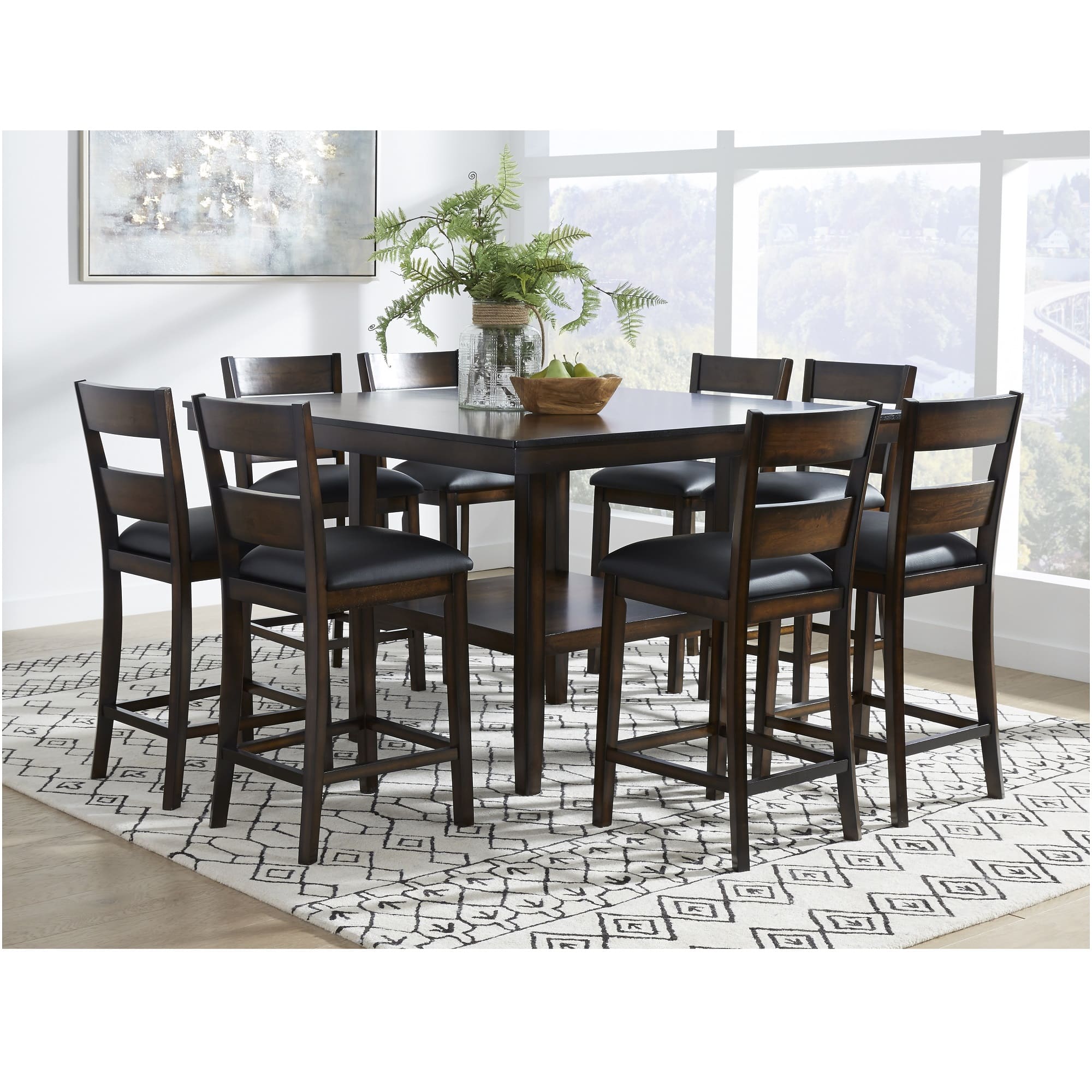 Rent To Own Standard 9 Piece Delaney Counter Height Dining Room