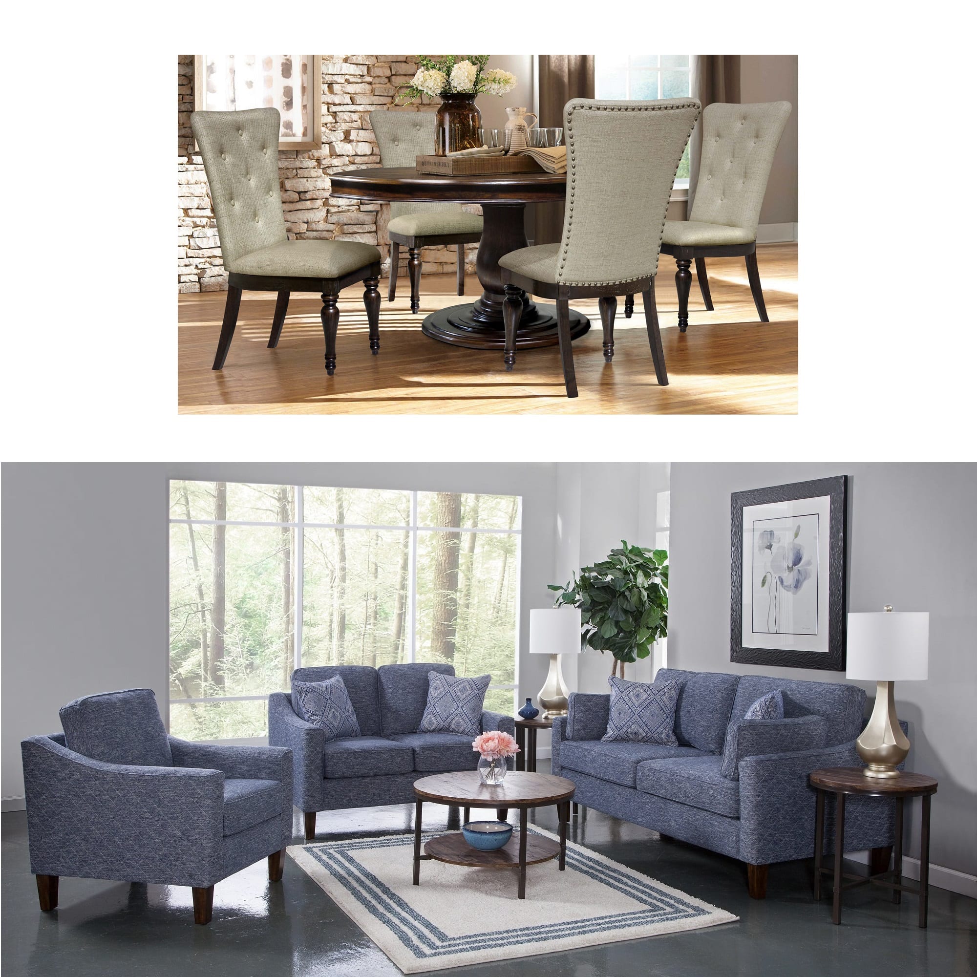 Riversedge 5 Piece Belmont Dining With Woodhaven 3 Dana Living