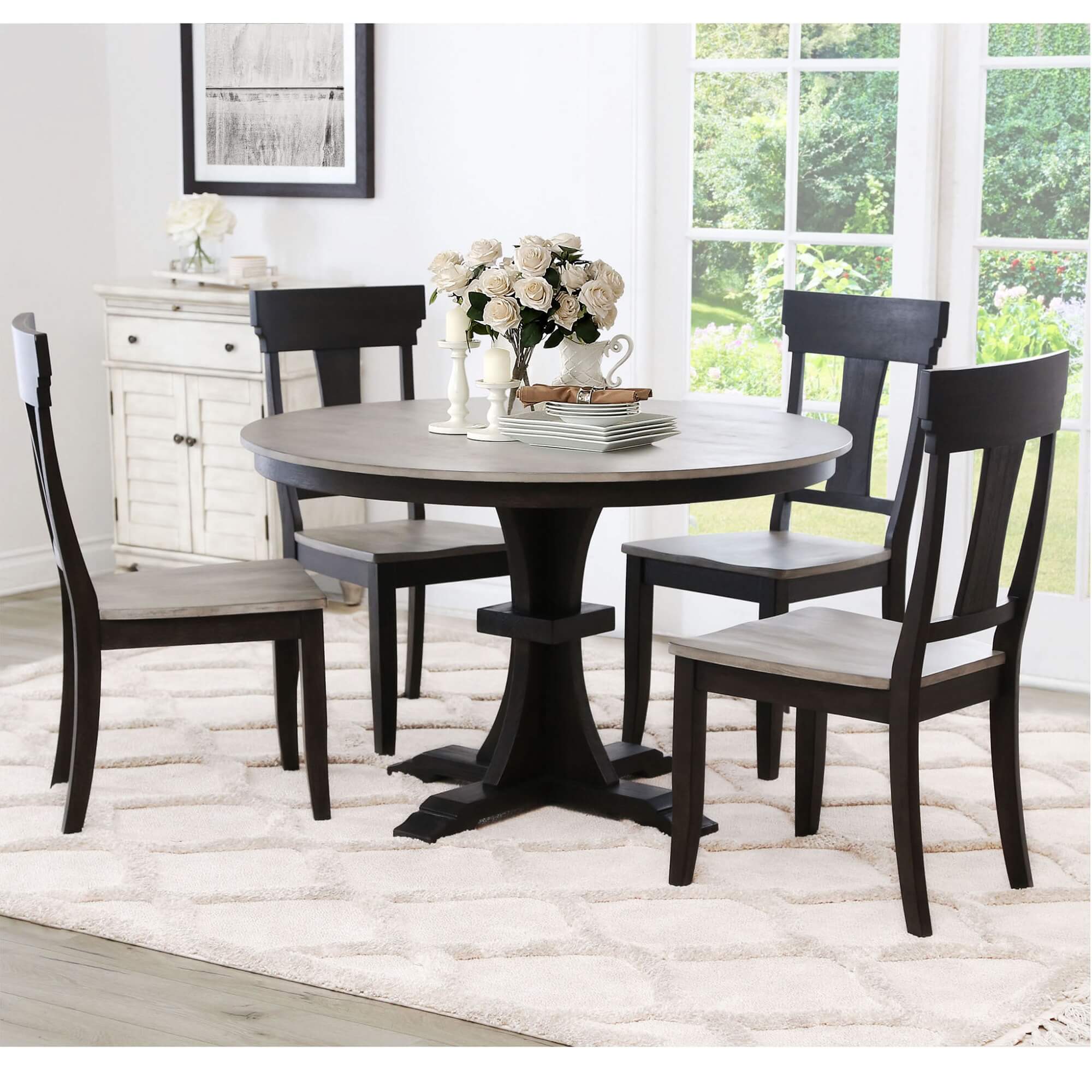 Rent To Own Abbyson Living 5 Piece Archwood Round Dining Room Collection At Aarons Today