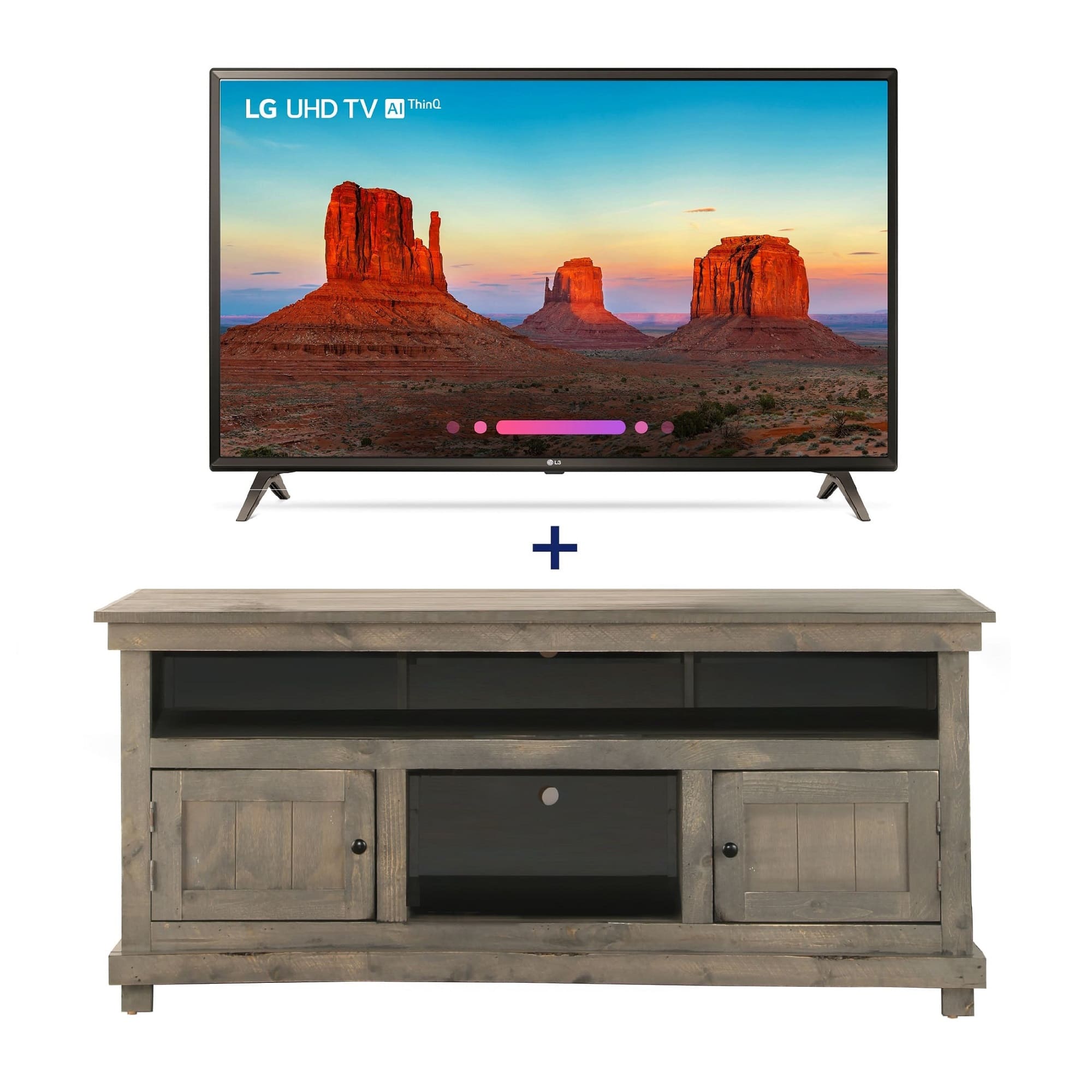 55 Class Smart 4k Uhd Tv 60 Grey Rustic Stand Bundle