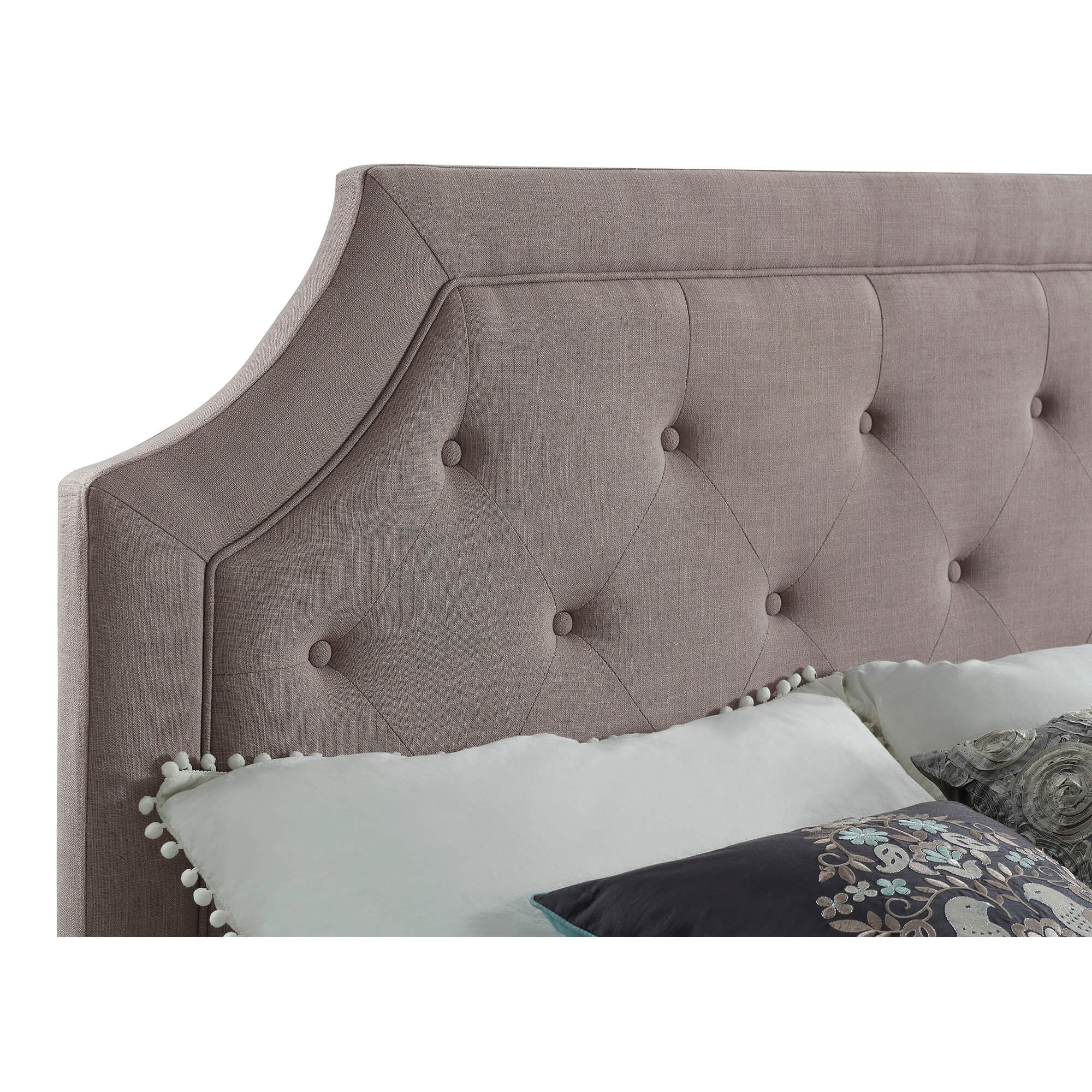 Rent to Own Crown Mark Inc Queen Grey Tufted Headboard with Tight Top