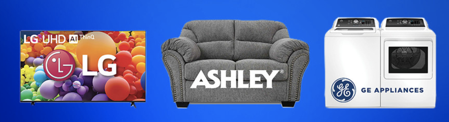 Brand logos for LG, Ashley, and GE Appliances
